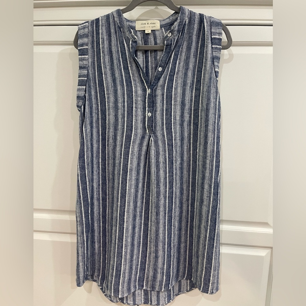 Anthropologie Cloth & Stone Linen Shirt Dress | Coastal Prep | Small